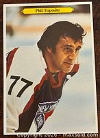 Front of 1981 O-Pee-Chee large Phil Esposito hockey card