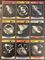 Fronts of nine team logo cards in sleeve