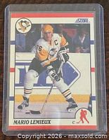 Front of 1990-91 Score #2 Mario Lemieux hockey card in sleeve