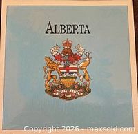 Front of fold-out card with Alberta coat of arms