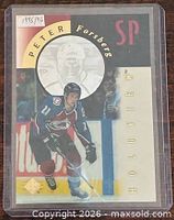 Front of 1995-96 Upper Deck SP Holoview FX4 Peter Forsberg card in sleeve