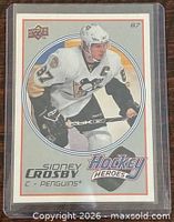 Front of Sidney Crosby Hockey Heroes card in sleeve