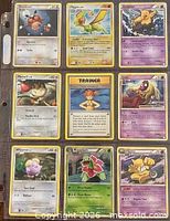 Front view of all nine cards in binder sleeve