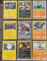 Nine cards front view in binder page
