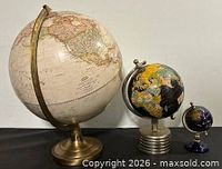 All three globes side by side showing size differences and bases