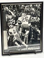 Full view of framed photograph on stand