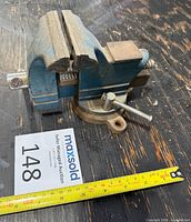 Top view showing jaws, swivel base and scale for size