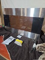 Front view of fireplace with accessories