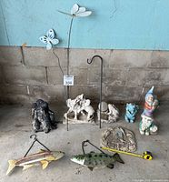Group shot of all nine garden décor pieces