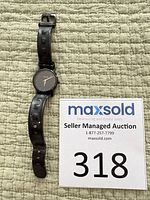 Full view of Nixon Kenzi Leather watch with black leather strap