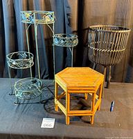Overall view of all three plant stands on table