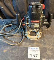 Front view of Craftsman 9A plunge router with cord and base