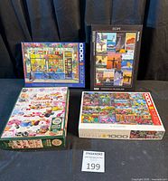 All four puzzle boxes front view