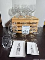 All glassware and ceramic trays grouped together