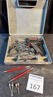 Full set in open case showing soldering gun, cord and accessories