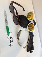 All three sunglasses, case, pouch overview