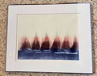 Full view of framed sailboat print with mat and frame
