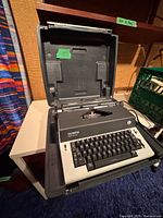 Typewriter inside open hard case