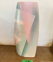 Front view of geometric pastel ceramic vase