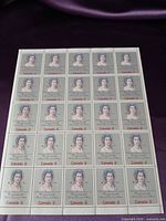 Full front view of the 25-stamp sheet