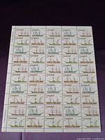 Front view of full sheet displaying all 50 stamps