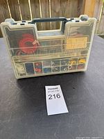 Closed Calterm organizer case with handle and lot tag
