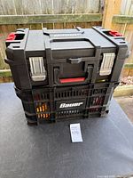 Front view of closed Bauer modular toolbox and crate