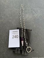 Chain with amethyst point pendant and pouch