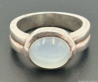 Front view showing moonstone and bezel setting