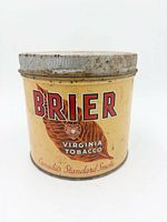 Front view showing Brier branding, tobacco leaf graphic, size reference