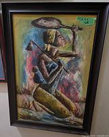 Full view of framed acrylic painting