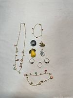 All ten jewelry pieces laid out for full view