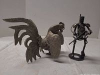 Rooster and robot full view