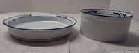 Shallow and deep Dansk Bistro dishes side by side showing profiles and ribbed sides
