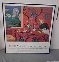 Full view of framed Henri Matisse exhibition poster