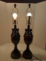 Front view of both lamps illuminated, showing overall design and working status