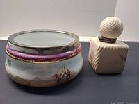 Jar and bottle side by side showing size and forms