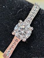 Top view of ring showing centre lab diamond and CZ shoulders