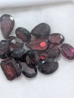 Close-up of assorted faceted garnets