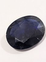 Top view of oval blue sapphire gemstone