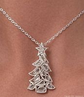 Necklace worn on model showing pendant and chain drop