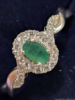 Top view showing emerald centre and CZ halo