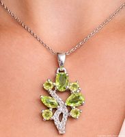 Necklace worn on model showing pendant size and chain