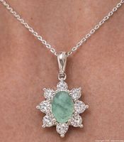 Pendant on model showing scale and chain