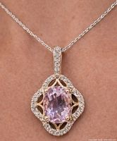 Necklace worn on model showing pendant scale