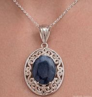 Pendant on model showing scale and chain length