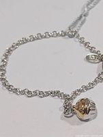 Entire bracelet showing chain, charm, clasp and 925 tag