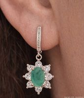 Earring worn on ear showing size and drop style