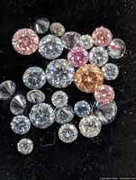 Close-up of mixed colored loose lab diamonds
