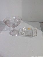 Pedestal compote and square dish side-by-side